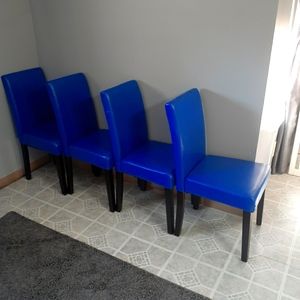 Blue leatherette dinning chairs